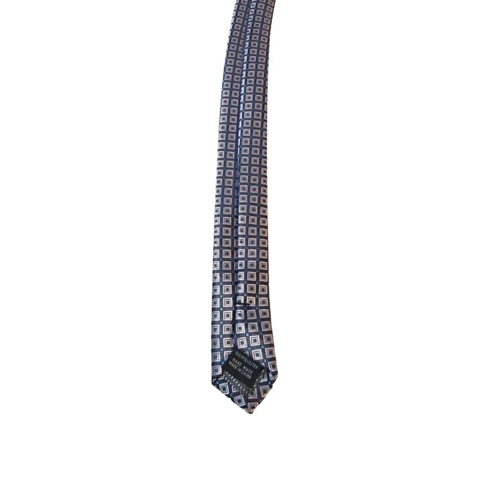 Bergamo New York Luxury Neck Tie Geometric Gray Blue Pointed Casual Business Men